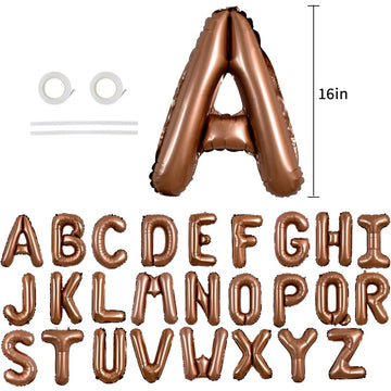 Toniful 52 Pieces 16 Inch Chocolate Letter A-Z Balloons,Custom Phrase Mylar Foil Alphabet Letter Diy Personalized Phrase Banner