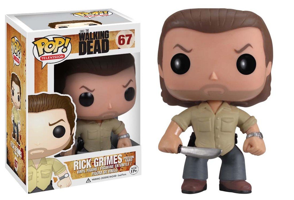 Funko POP Walking Dead Prison Yard Rick Grimes Vinyl Figure - Model 3293, Black Color, Collectible Toy