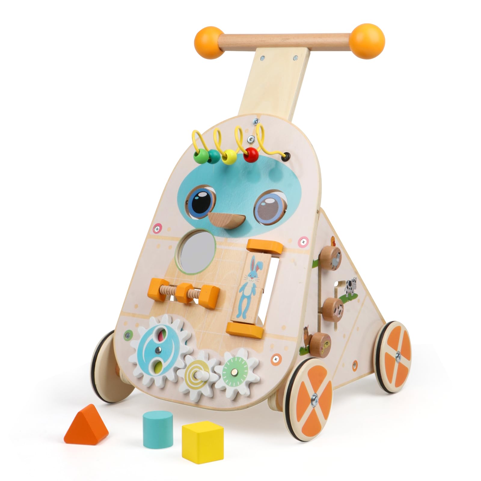 Canuan Wooden Baby Walker - Adjustable Speed Push & Pull Activity Cent ...