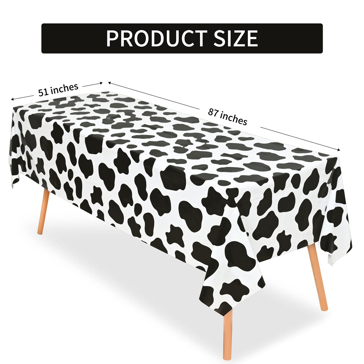 2 Pcs Cow Print Tablecloth Cow Plastic Table Cover 87 x 51 Inches Farm Animal Party Tablecovers for Cow Theme Birthday Party Sup
