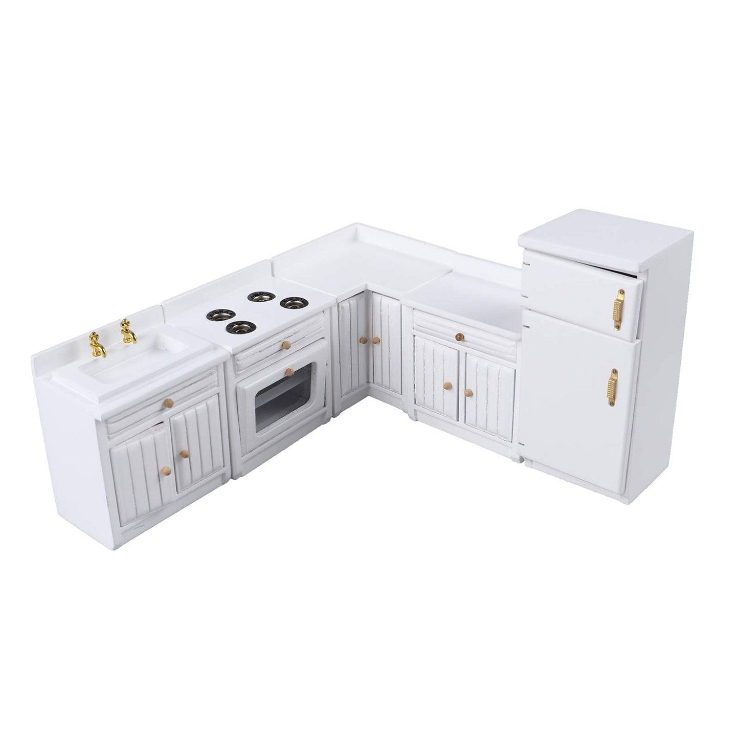 Haomian Dollhouse Kitchen Furniture Kit 1:12 Dollhouse Miniature Furniture Wooden Kitchen Cabinet Fridge Set Kitchen Dining Room Furniture For 1:12 Dollhouse Miniatures Scenes Accessories (C)