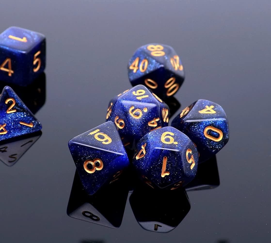 Dnd Dice Set Dark Blue Mix Black Nebula Dice For Dungeon And Dragons D&D Rpg Role Playing Games 7Pcs Polyhedral Dice With Dice B