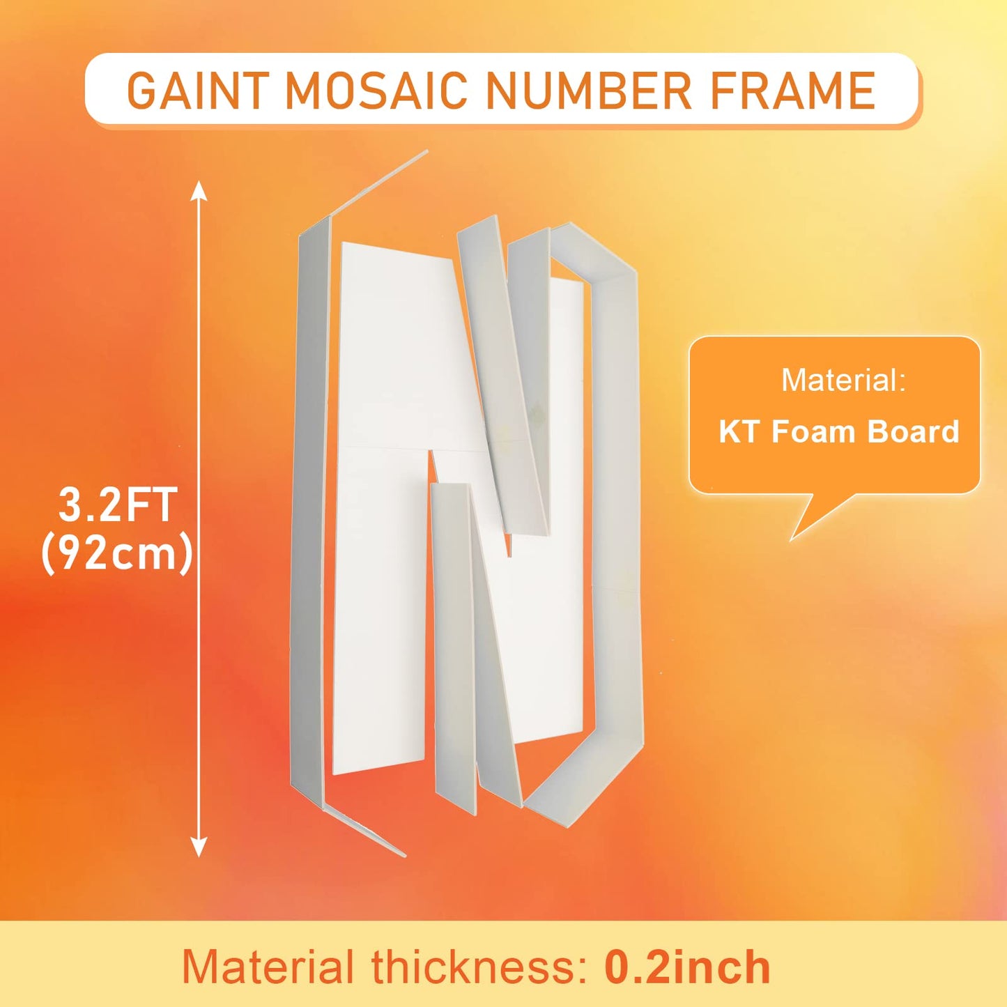 3Ft Large Marquee Letters Mosaic Balloon Frame Pre-Cut Foam Board Marquee Light Up Letters N For Birthday Party Decorations,Wedd