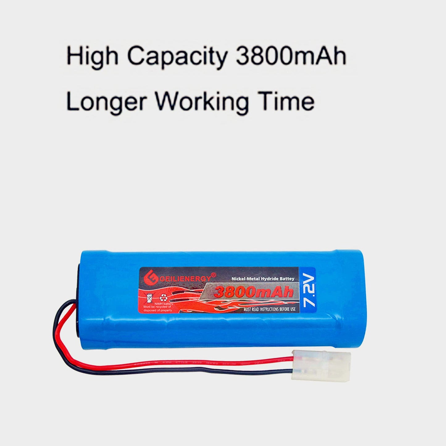 Geilienergy 7.2V Rc Battery Pack (1 Pack) 3800Mah High Capacity 6-Cell Nimh Flat Battery Pack W/Standard Tamiya Connector