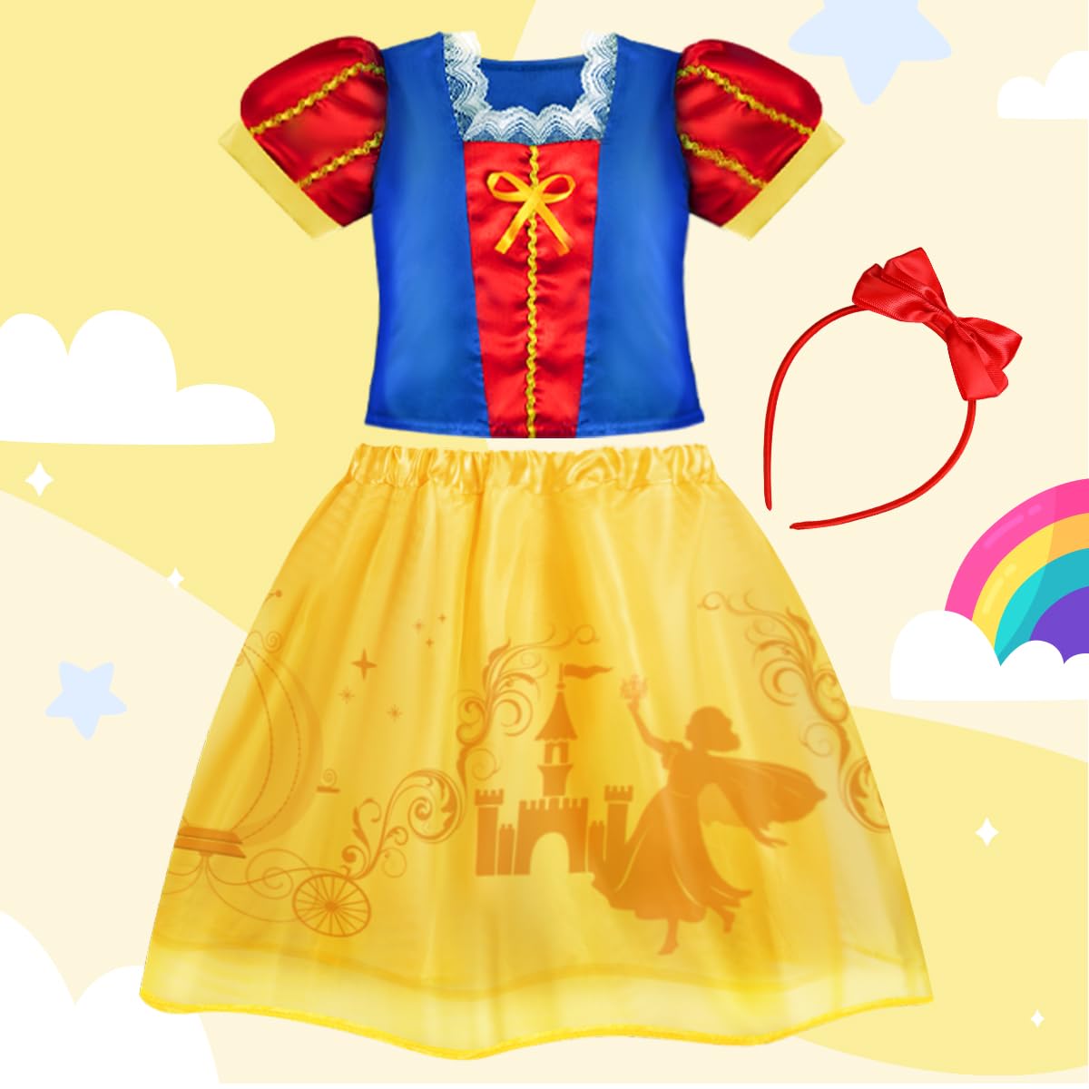 Meland Princess Dress Up - Princess Dress For Girls With Princess Toys, Christmas Birthday Gift For Toddler Girls Age 3-8