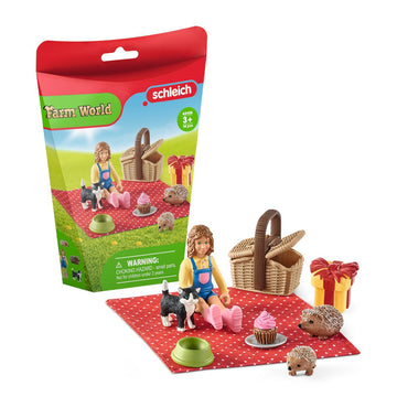 Birthday Picnic Schleich Farm World, Farm Animal Toys For Kids, Playset With Baby Animal Toys 10-Piece Set, Ages 3+