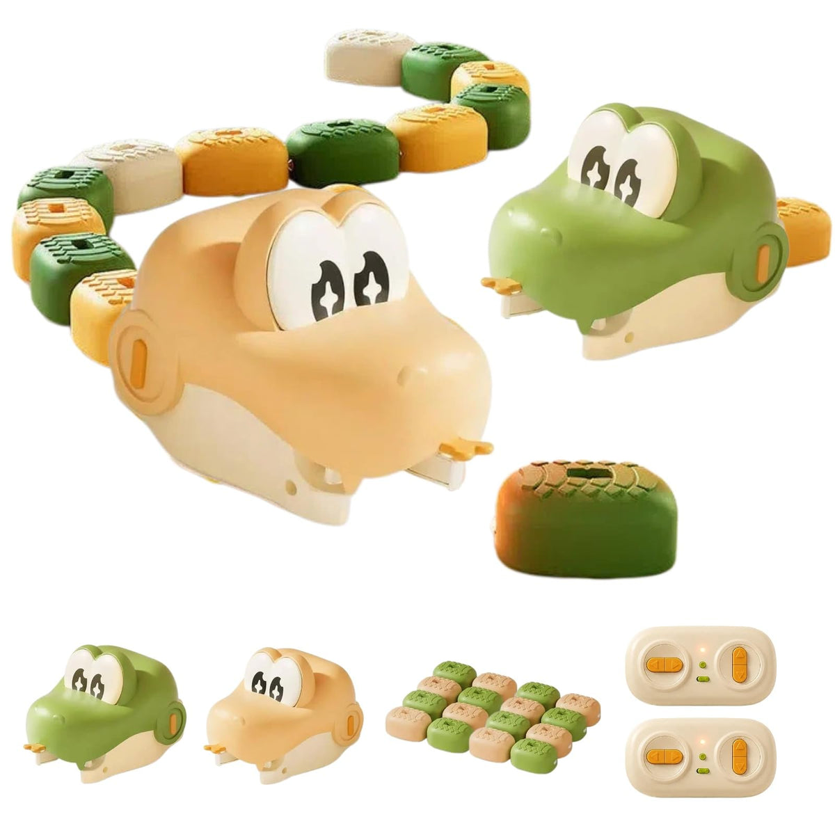 HapyWinKee Magnetic Remote Control Snake Game Toy, Light Up Hungry Snake Car with Sound, Fun Interactive Racing & Collecting Toy