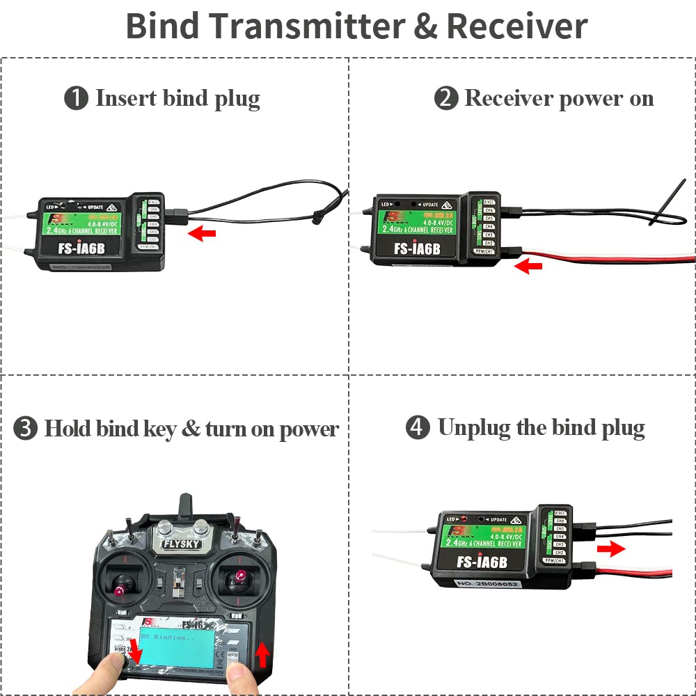 Hawk'S Work Fs-I6X 10 Ch Transmitter, 2.4Ghz Rc Controller With Fs-Ia6B Receiver For Drone Multirotor Airplane Helicopter Car Ta