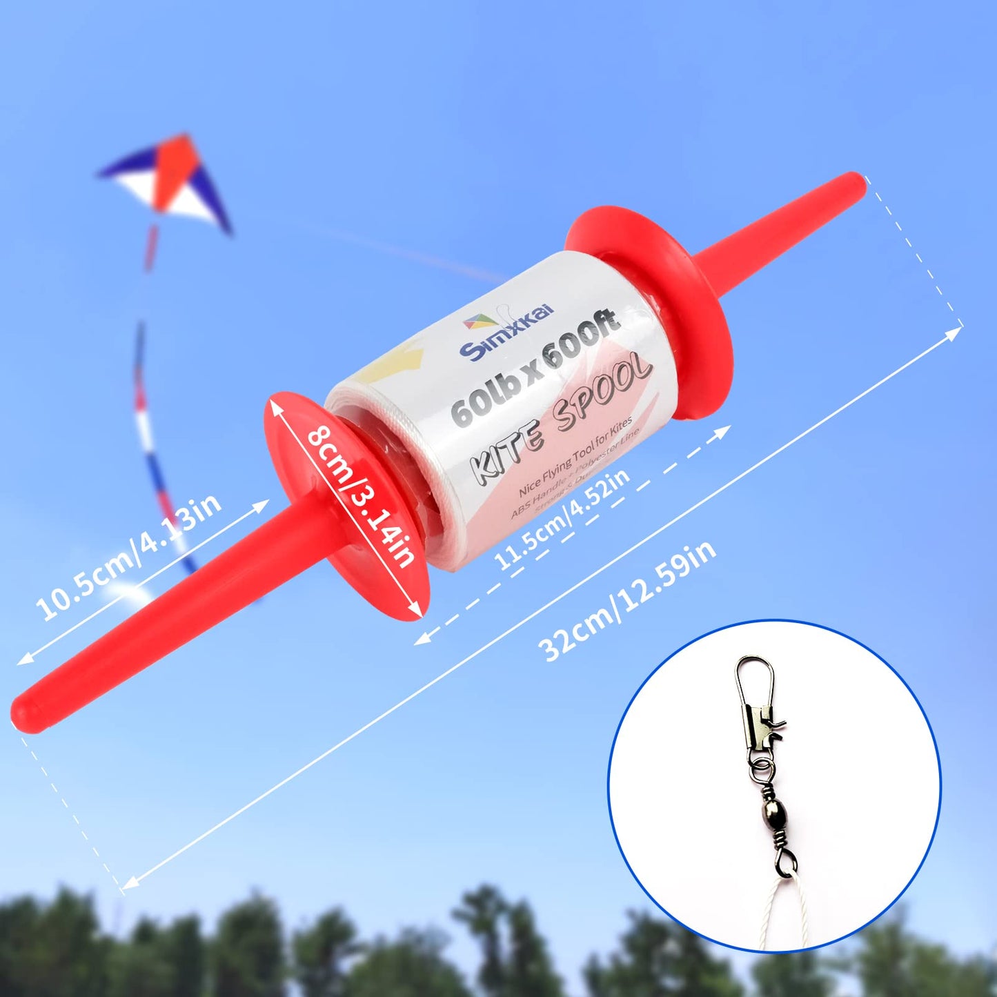 Simxkai Kite Spool, Reel Winder,Grip String Handle, 600 Feet Twisted Line For Each String Handle (1&2&3&4Pack) (Red)