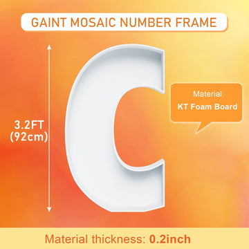 3Ft Large Marquee Letters Mosaic Balloon Frame Pre-Cut Foam Board Marquee Light Up Letters C For Birthday Party Decorations,Wedd