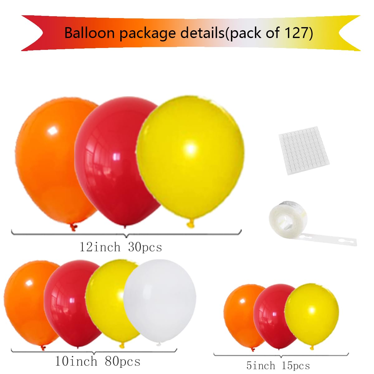 Red Yellow Orange White Balloon Garland Arch Kit, 127Pcs Orange Yellow Red White Balloons For Fire Truck Firefighter Birthday We