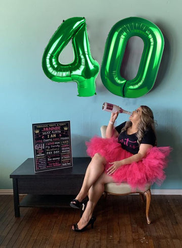 40 Inch Dark Green Number 4 Balloon For 14 24 40 Birthday Party Decorations, Four Large Numbers For Party Decor Anniversary Phot