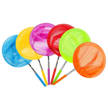 Kids Telescopic Butterfly Nets, 6 Pack Colorful Insect Net Perfect Outdoor Tools For Catching Bugs Fish Insect Ladybird, Extendable 34 Inches And Anti Slip Grip