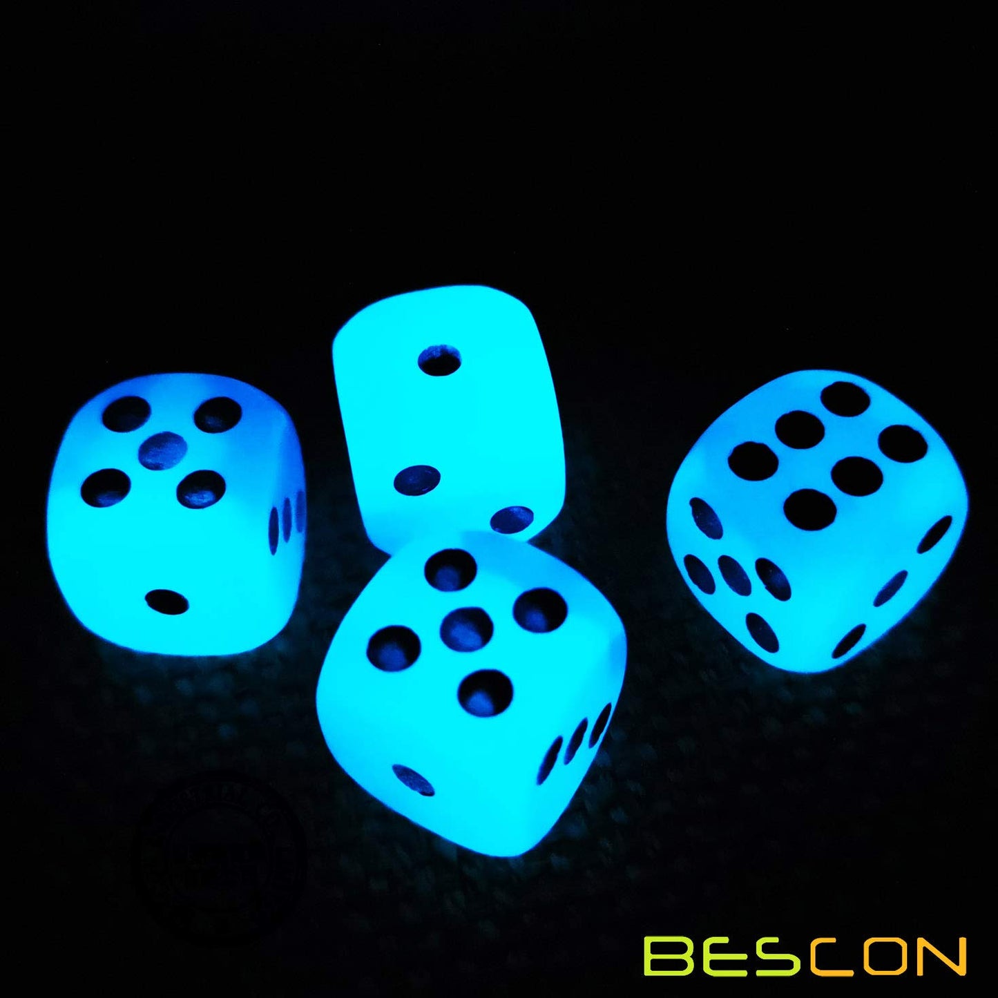 Bescon Two Tone Glowing Dice D6 16mm 12pcs Set of ICY Rocks, 16mm Six Sided Die (12) Block of Glowing Dice