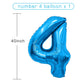 Number Balloon 40 Inch, Blue Number Balloons, Number 4 Balloons, Birthday Large Foil Blue Balloons, Birthday Party/Graduation/An