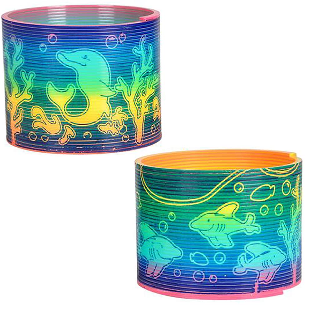 The Dreidel Company Aquatic Animal Print Coil Spring, Aquatic Print Coil Magic Springy Toy For Kids, Party Favor, Birthday Parti