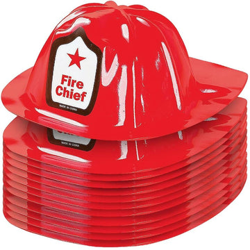 Rhode Island Novelty Child Size Fireman Hat - Red Plastic - 10 1/2 inches - Model RN HAFIREP-12