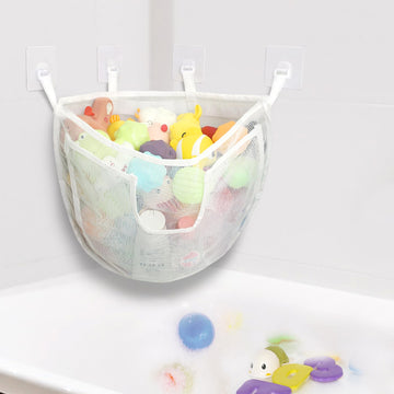 Docmon Bath Toy Storage, Large Capacity Bath Toy Holder With Buttom Zipper, Quick Release Bathtub Toy Storage With Large Pocket,