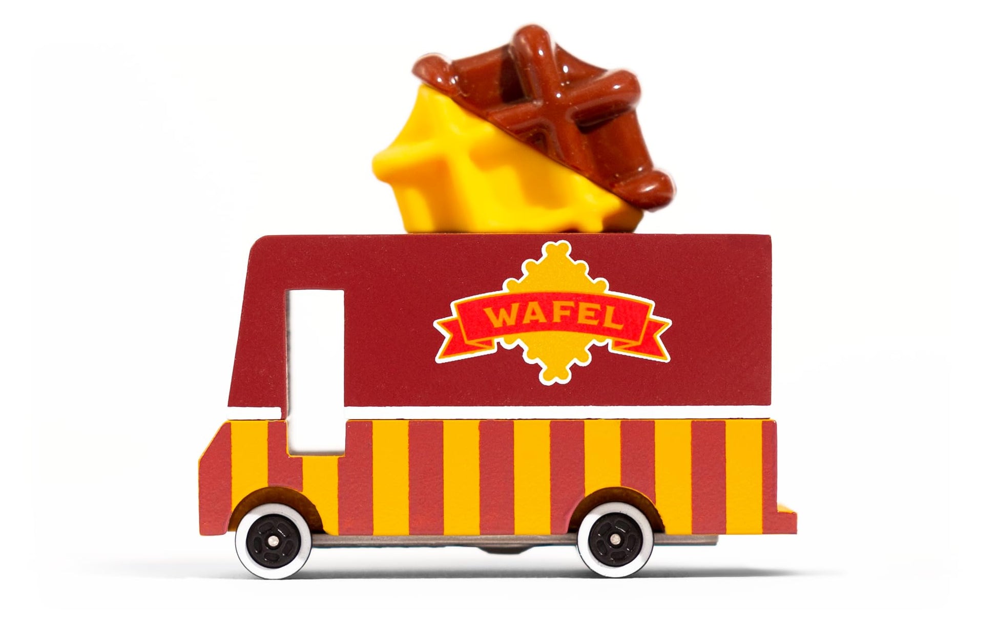 Candylab Toys CANDYCAR Wooden Food Truck Collection - Waffle Van  enhanced Handcrafted Beech Wood Toy Car