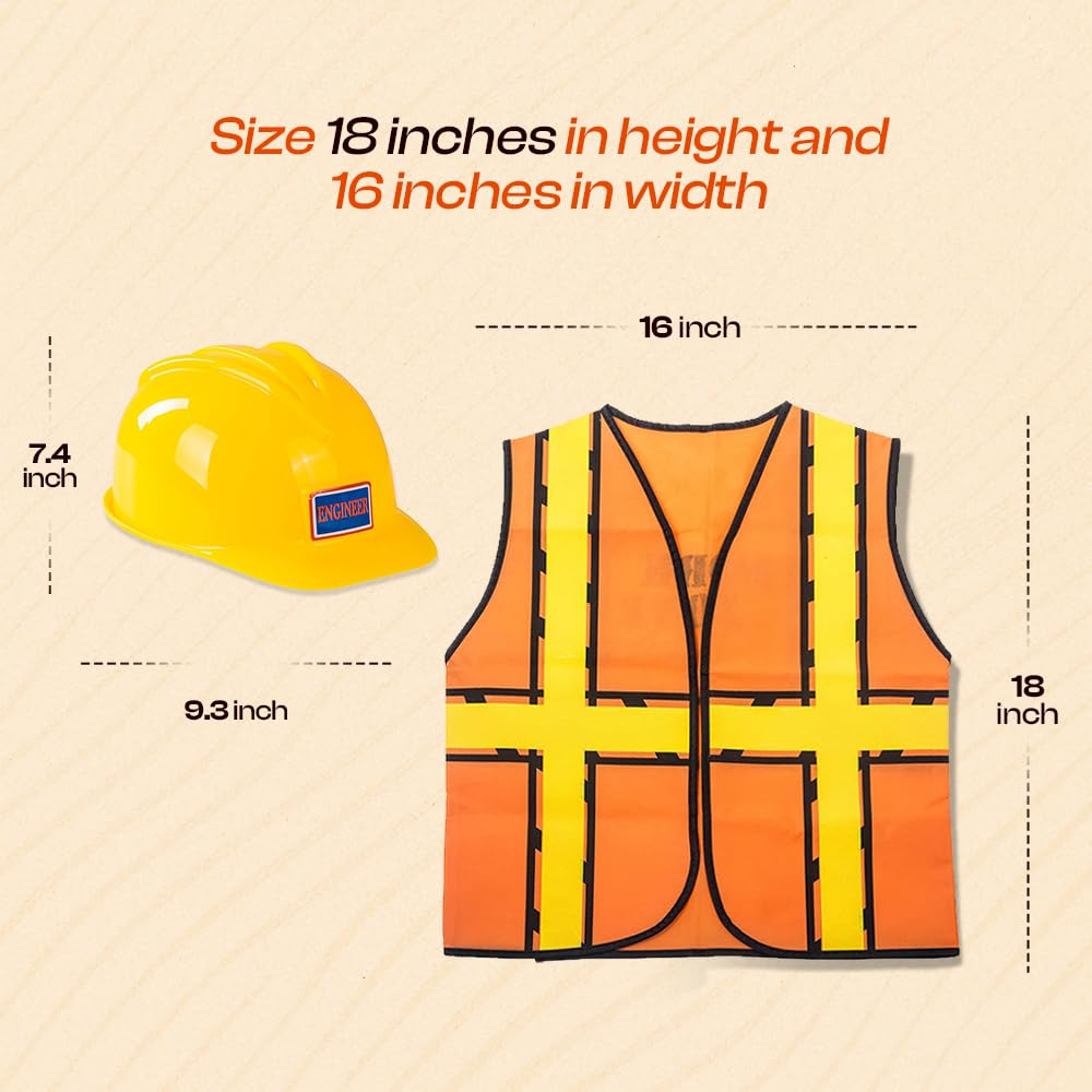 Tigerdoe Construction Worker Costume Kids - Construction Hat And Costume Vest - Construction Dress Up Accessories For Children (Construction Hat And Vest Costume)