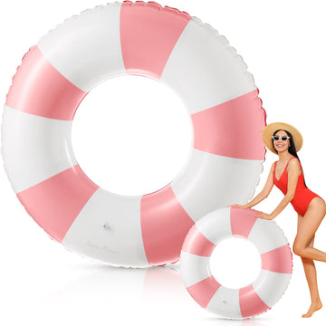 Arrowbash 1 Pcs 2 Pcs Jumbo Inflatable Pool Float 47.24 Inch Floaties Tubes Classic Striped Pool Rings for mature-themed Inflatable Inner Tube for Swimming Beach