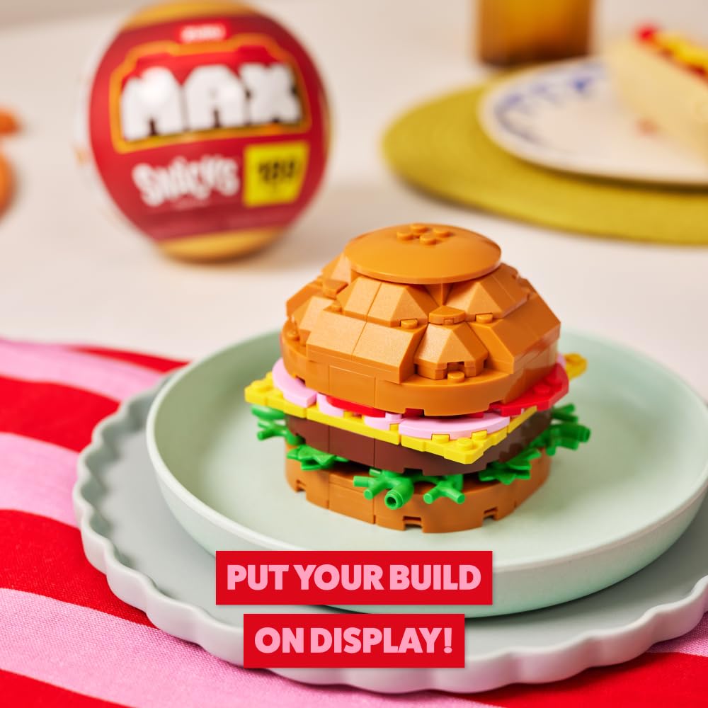 Max Build More Building Bricks Collection - Hamburger, 4.53"x4.53"x4.53", ABS Material, Model 83186B, Perfect for Teens and Collectors