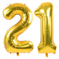 Toniful 40 Inch Large Gold Number 21 Balloons Giant Digital 21 Or 12 Helium Balloons, Foil Mylar Big Number Balloons For 12Th Or