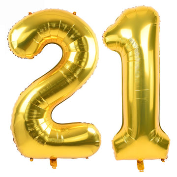 Toniful 40 Inch Large Gold Number 21 Balloons Giant Digital 21 Or 12 Helium Balloons, Foil Mylar Big Number Balloons For 12Th Or
