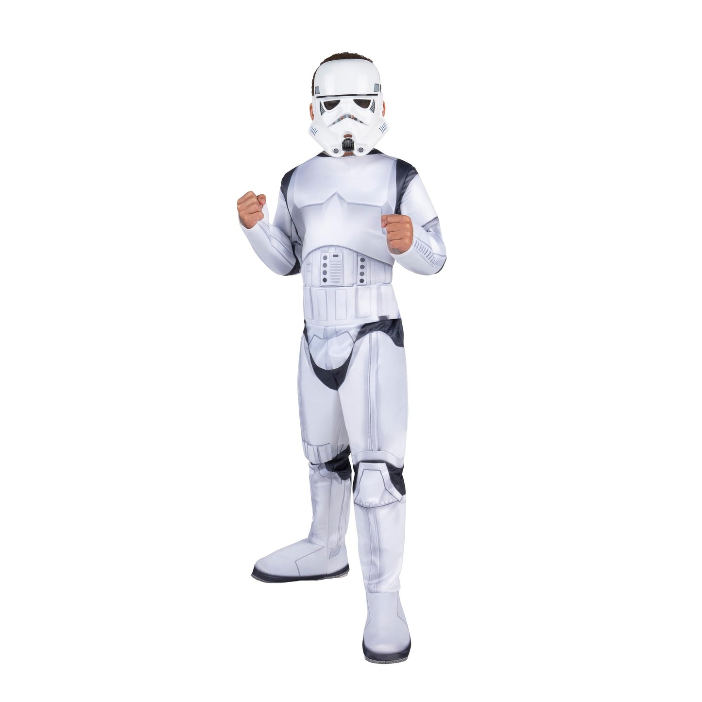 Star Wars Stormtrooper QUALUX Costume (Child) - Qualux Jumpsuit with 3D Half Mask (Small) White