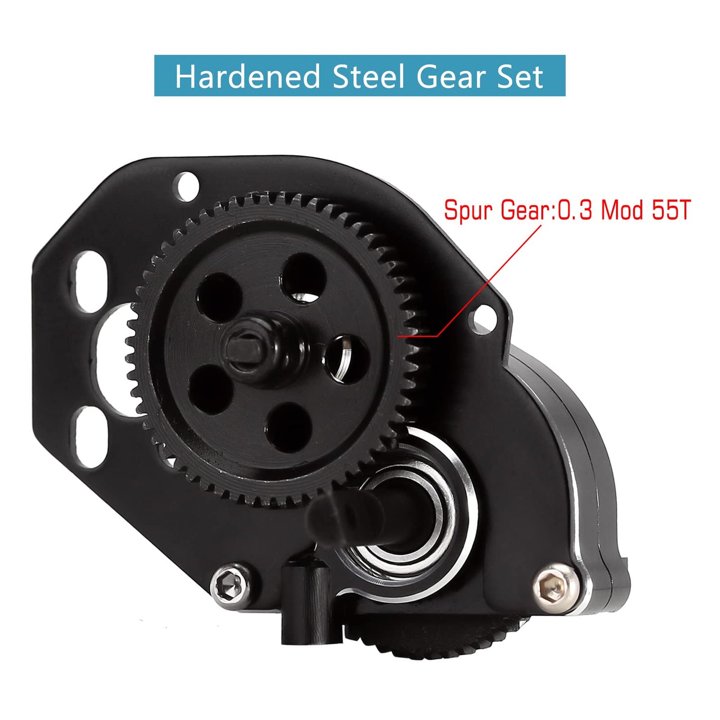 INJORA Complete Transmission Gearbox with Steel 0.3 Mod Transmission Gear for Axial SCX24 Deadbolt C10 JLU Gladiator Bronco 1/24