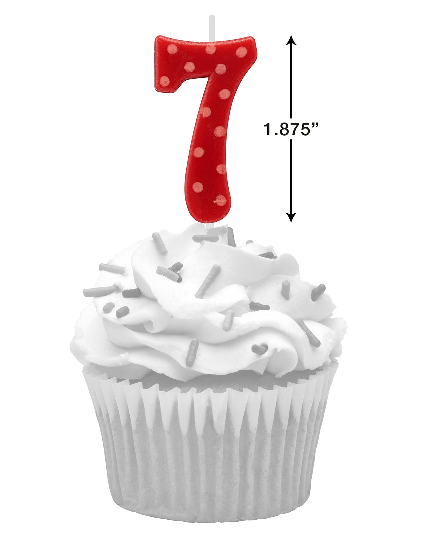Papyrus Number 7 Birthday Candle, Red Polka Dots (1-Count)