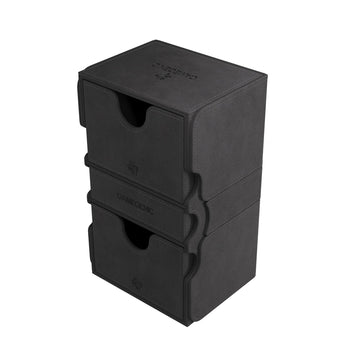 Gamegenic Stronghold 200+ Xl Convertible Deck Box | Double-Sleeved Card Storage | Card Game Protector With Accessories Drawer | Nexofyber Surface | Holds Up To 200 Cards | Black Color | Made