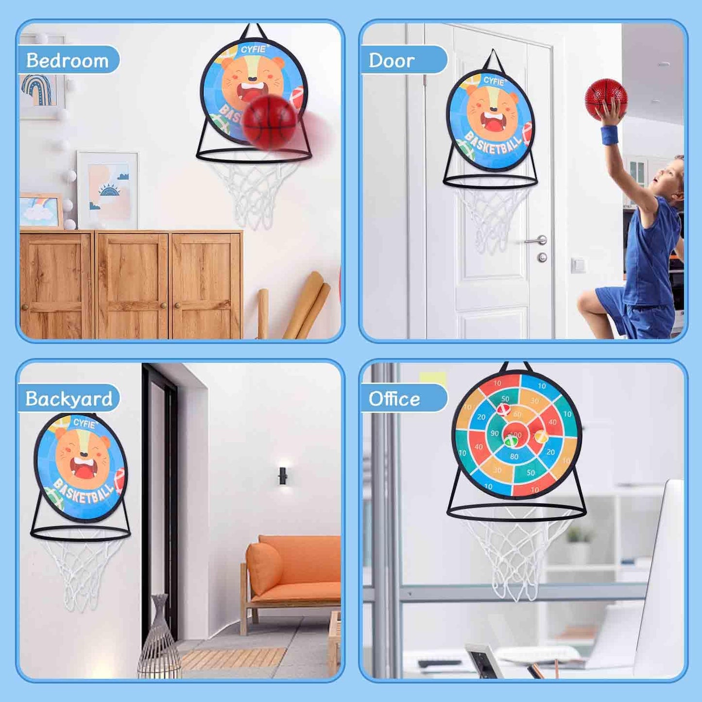 Cyfie Basketball Hoop Toddler, 2 In 1 Basketball Hoop Dart Board For Kids Sports Toys Slam Dunk, Sticky Darts, Basketball Gift For Girls Boys Office Party