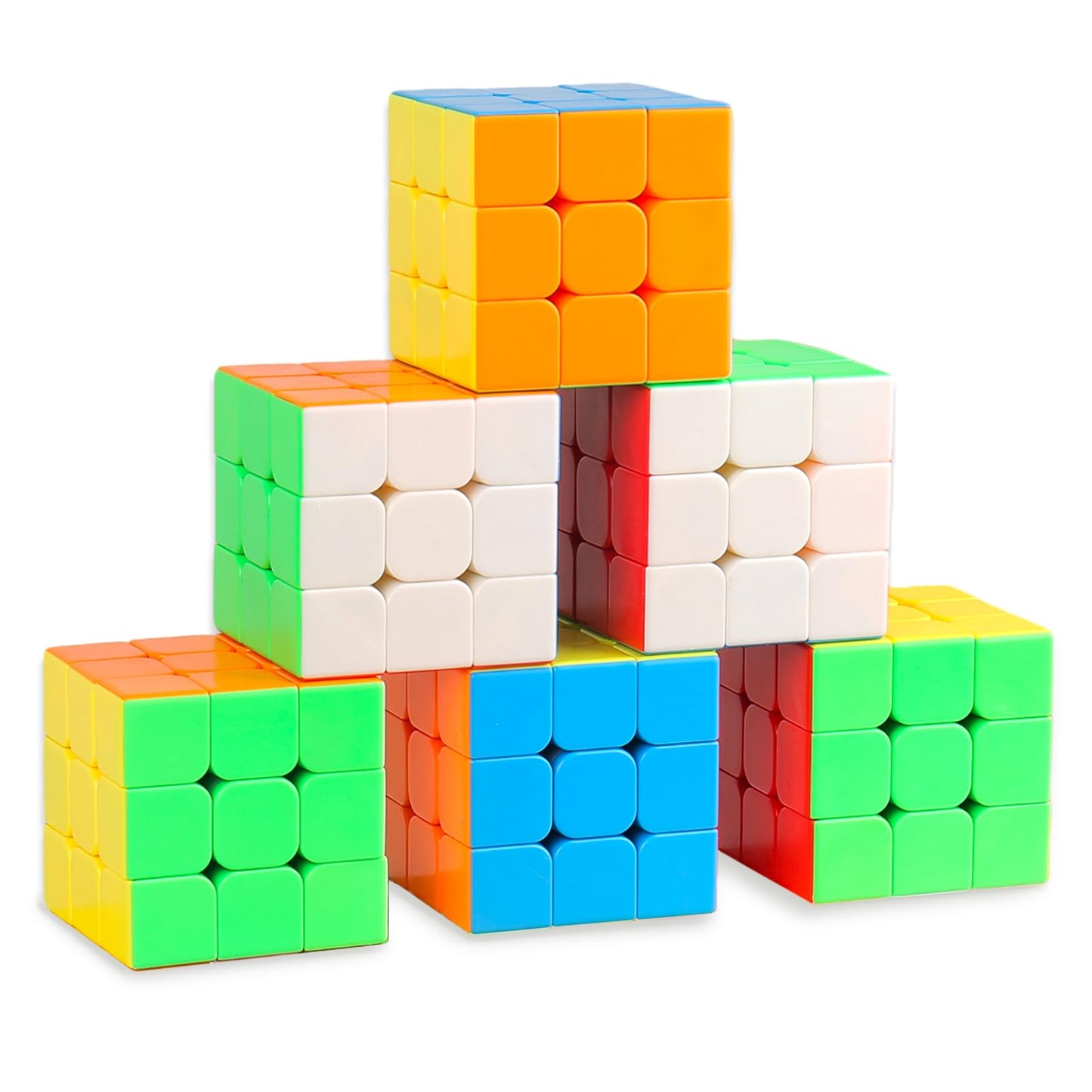 Ella Dream 6 Pack Speed Cube Set - Stickerless 3x3x3 Professional Cubes, Easy Smooth Turning, Classic Color, Ideal for All Ages