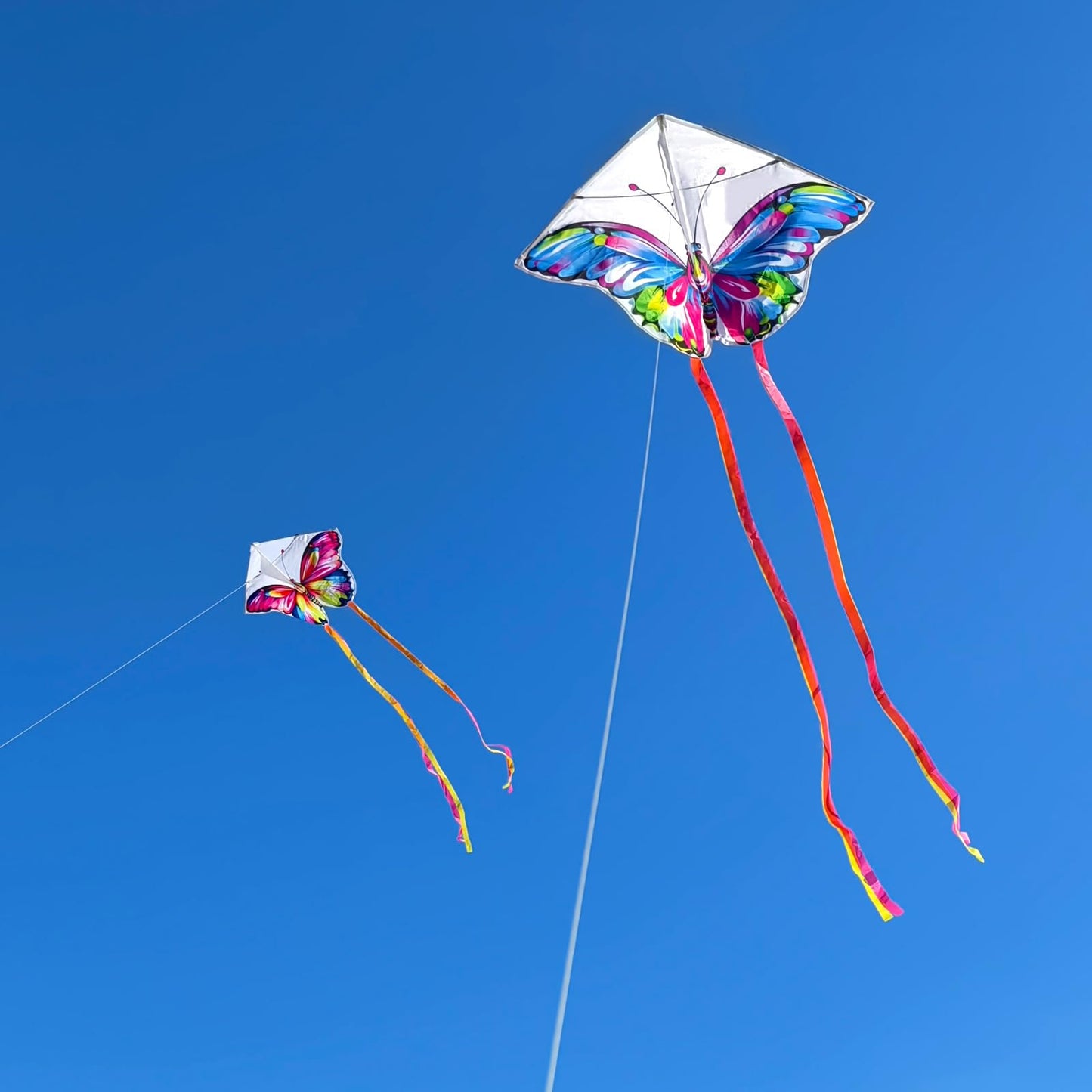 Simxkai Colorful Butterfly Kite Set, 2-Pack 85Cm Wide X 60Cm High, 200Cm Tail With 100M String Reel