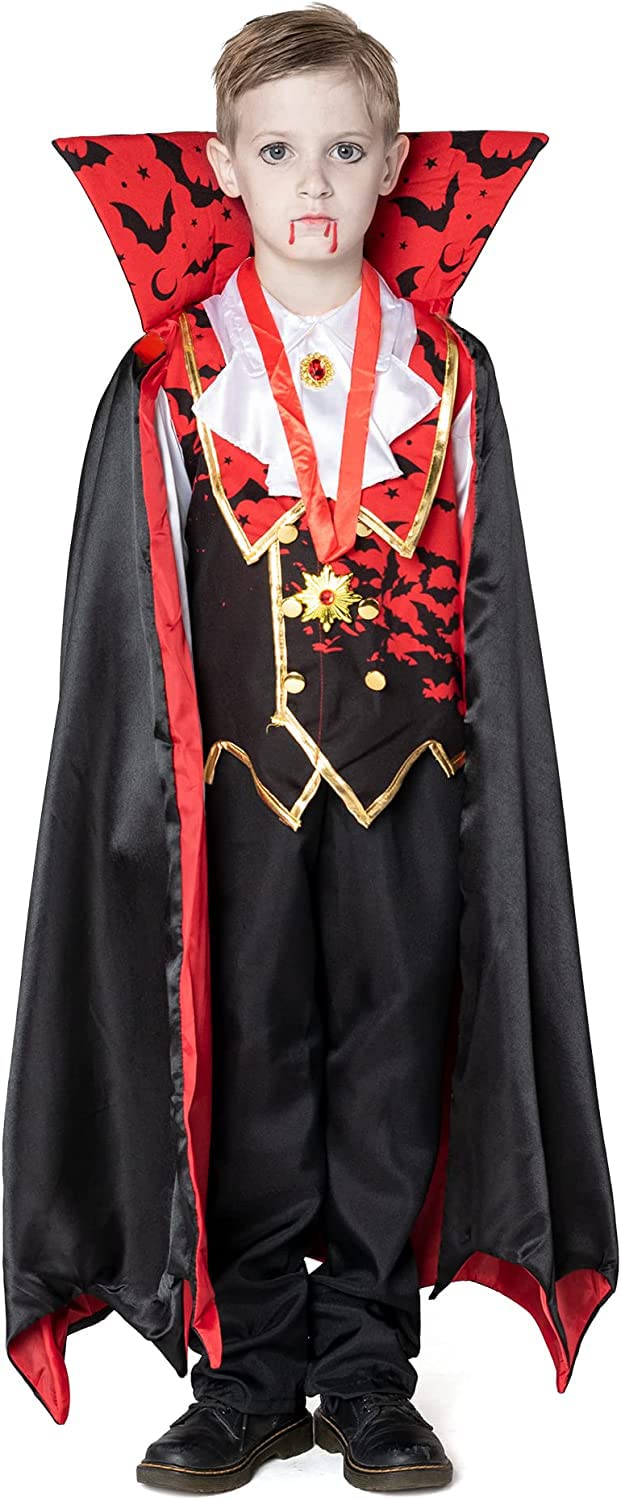 Spooktacular Creations Child Vampire Costume For Boy, Scary Halloween Red Vampire Costume For Kids Dress Up-S(5-7Yr)