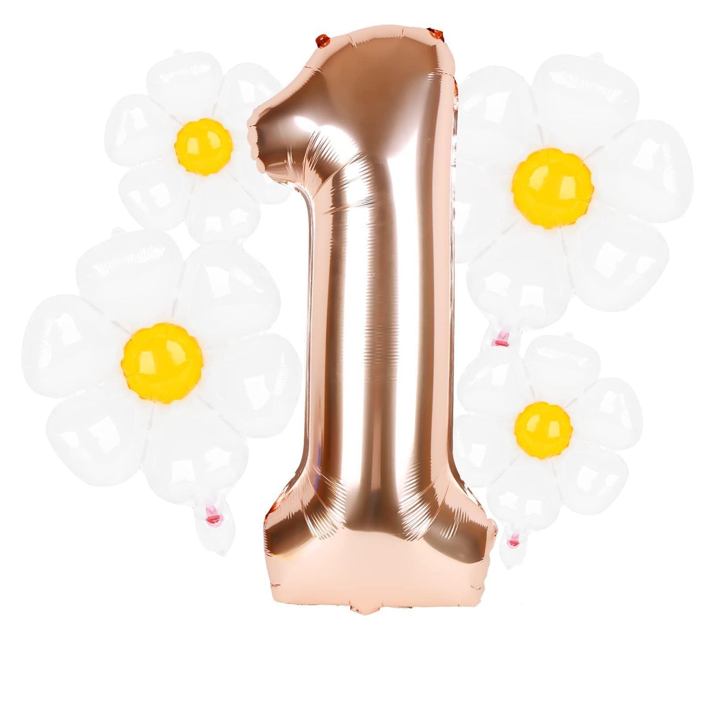 Dripykiaa 5Pcs Groovy One Party Decorations 40 Inch Rose Gold One Balloon For First Birthday Decoration Daisy 1St Birthday Foil