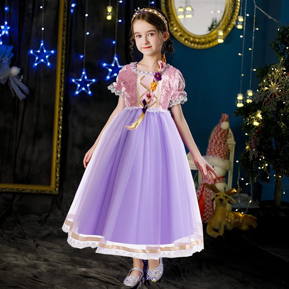 Princess Rapunzel Costume For Girls Rapunzel Dress With Accessories For Birthday Party Halloween Christmas Dress Up Costume (110(3-4T))