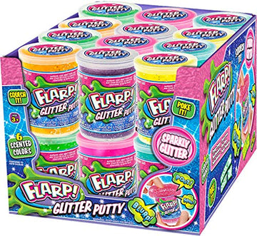 Ja-Ru Flarp Glitter Putty Scented Noise Putty (1 Unit Assorted Color) Squishy Shine Rainbow Glitter Sparkling Colors, Noise Putty Slime, Stress Toy Party Favors For Kids Boys And Girls. 339-1A