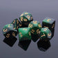 CREEBUY Polyhedral DND Glitter Dice Set - Black Mixed Green Nebula Acrylic for RPG Games