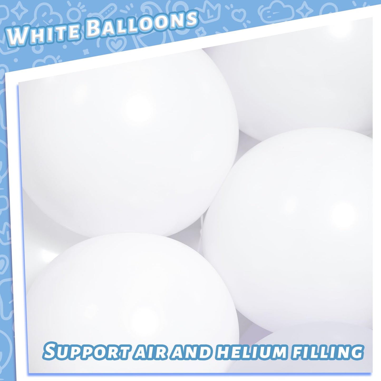 Lovestown 110Pcs White Balloons, 12 Inches White Party Balloons Bulk With Ribbon Latex Helium Balloons Garland Arch For Diy Crafts Birthday Baby Shower Wedding Party Decorations