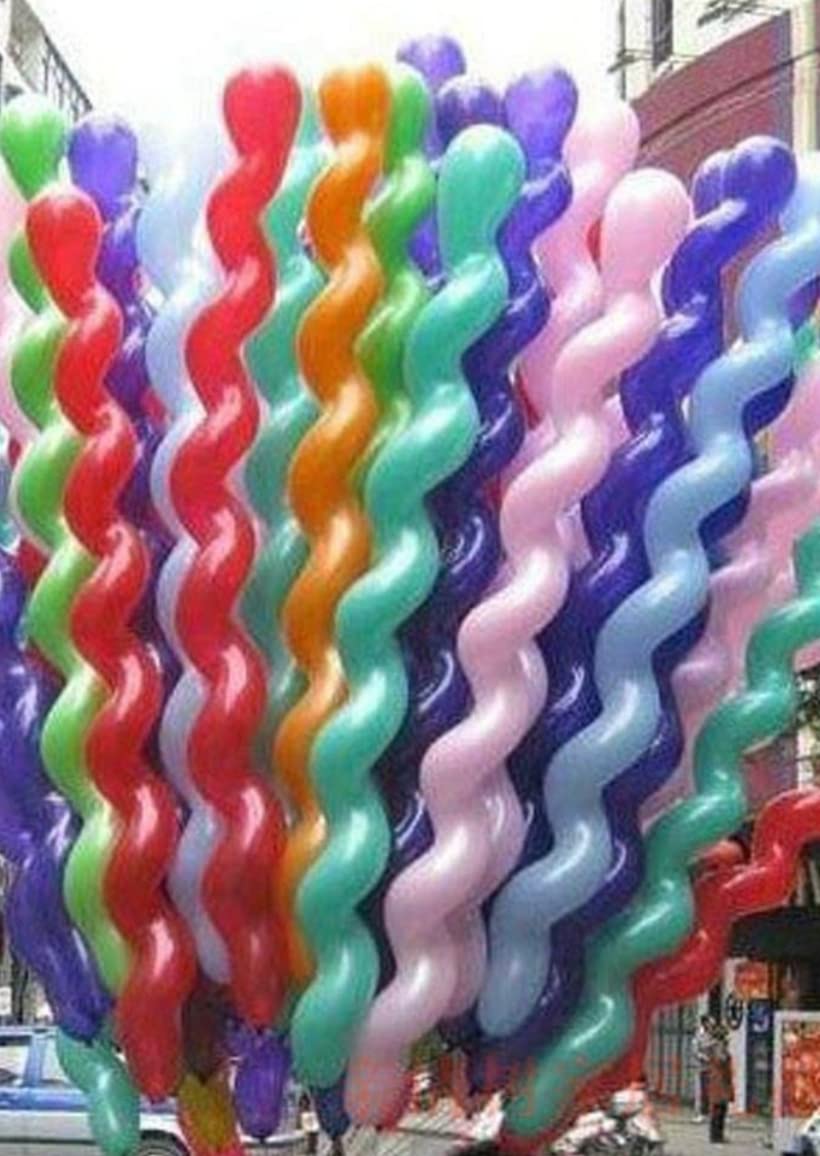 FULLFILLS Mixed Spiral Latex Balloons Wedding Kids Birthday Party Decoration (50 Pieces)