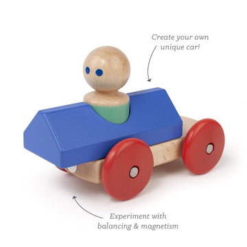 3 Piece Tegu Magnetic Racer Building Block Set, Blue Big Top
