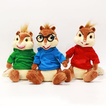 Movie Toys Alvin And The Chipmunks Plush Dolls Cute Chipmunks Stuffed Toys Kids Gift,Alvin, Theodore&Simon Toys (Blue+Red+Green)