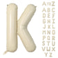 Biapian 40 Inch Letter K Balloons, Giant Cream K Foil Balloon, Big Single Alphabet A-Z Balloons, Beige Large Aluminum K Balloons