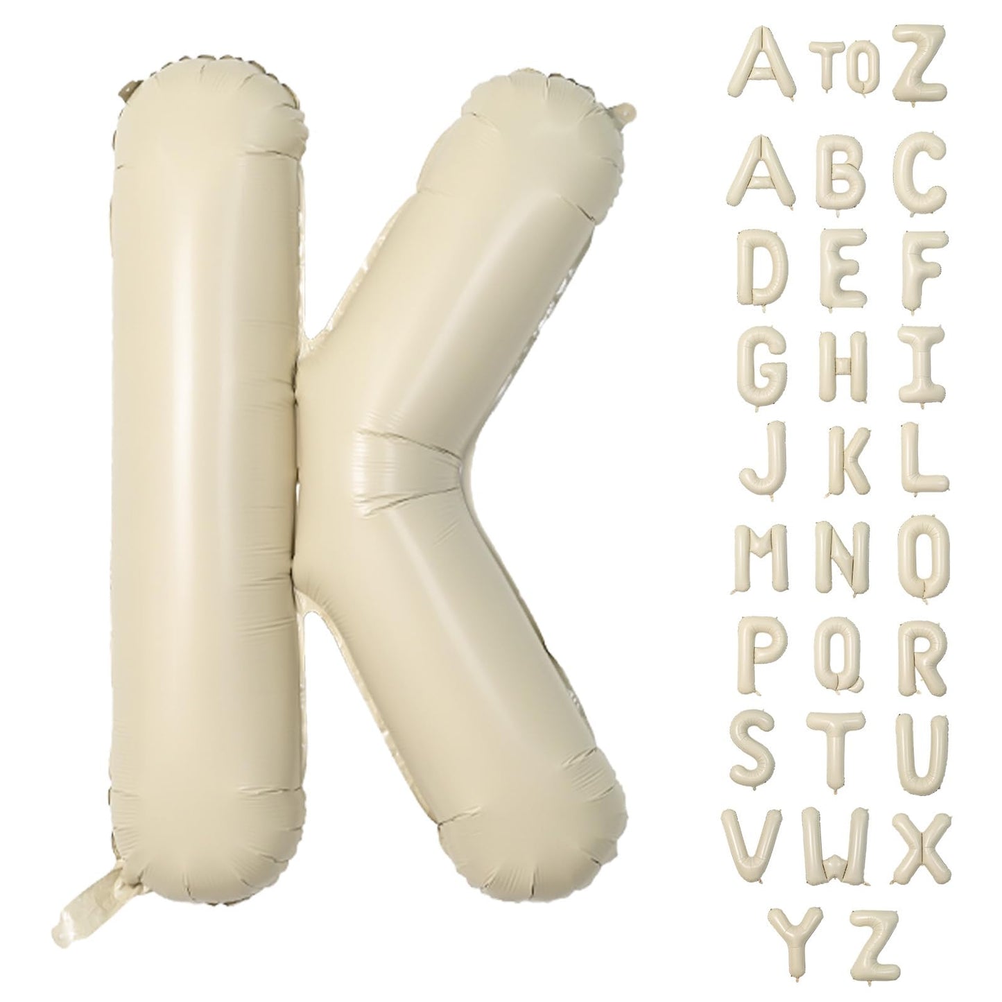 Biapian 40 Inch Letter K Balloons, Giant Cream K Foil Balloon, Big Single Alphabet A-Z Balloons, Beige Large Aluminum K Balloons