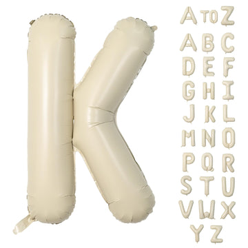 Biapian 40 Inch Letter K Balloons, Giant Cream K Foil Balloon, Big Single Alphabet A-Z Balloons, Beige Large Aluminum K Balloons