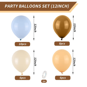 Blue And Brown Balloons, 12Inch Bear Balloons Pastel Blue Beige Brown Latex Balloons, Baby Blue Cream Coffee Party Balloon For T
