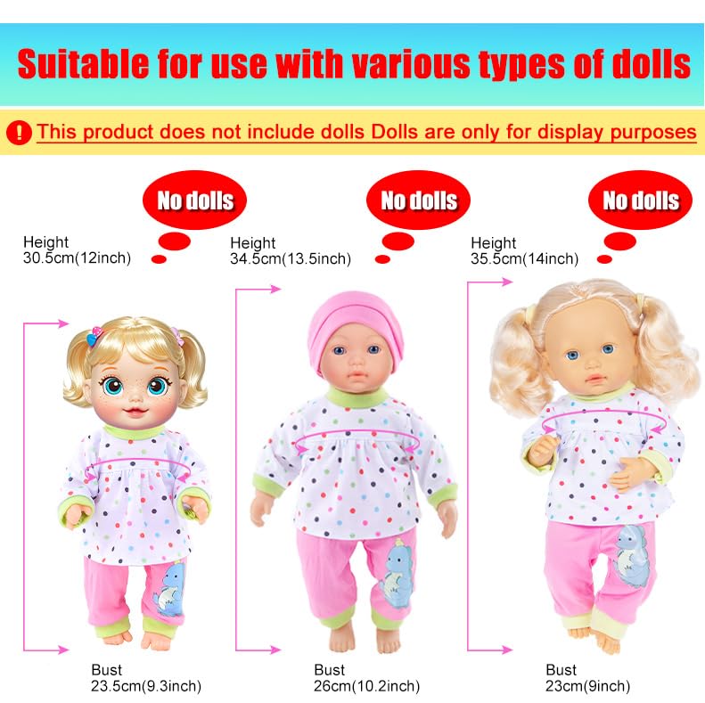 10 Sets Baby Doll Playtime Outfits Clothes Hat Headband Fits For 10 Inch Baby Dolls 12 Inch New Born Baby/Alive Baby Dolls 14 Inch Dolls (No Doll)