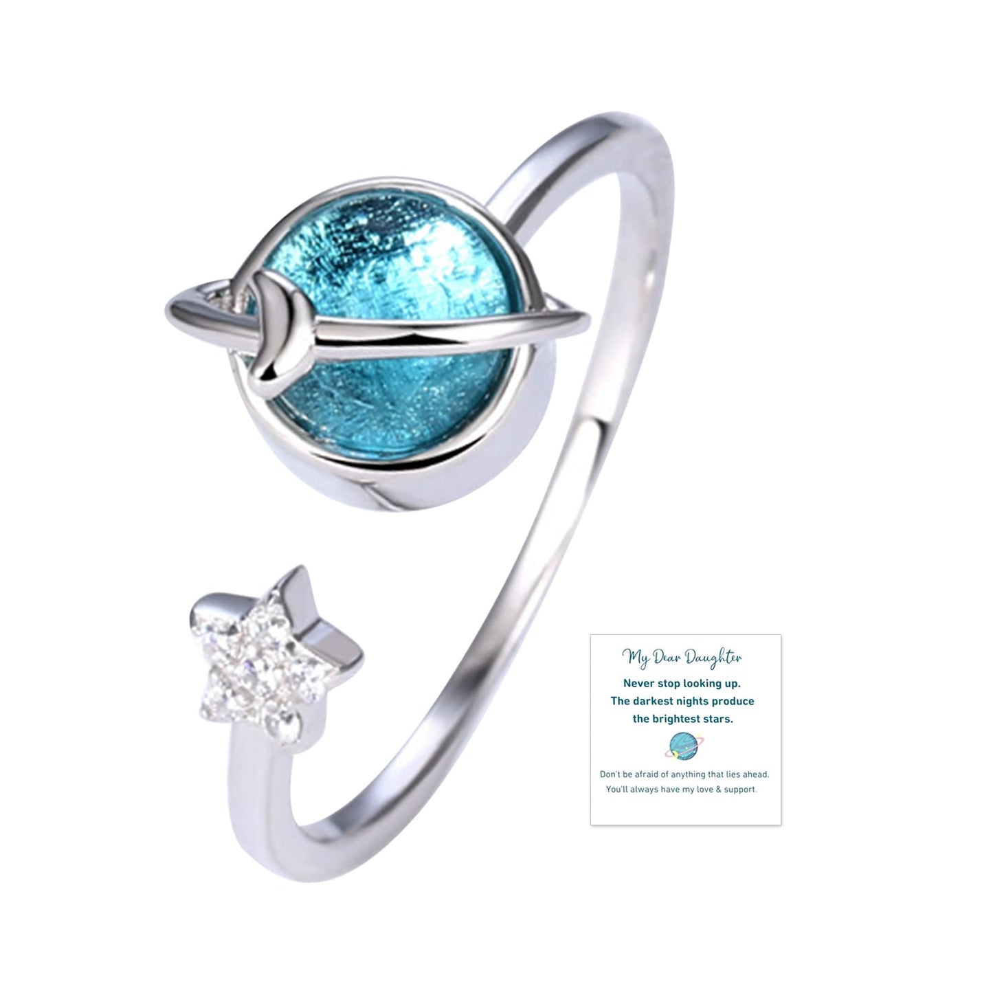 Long Tiantian Daughter Gifts From Mom Fidget Ring Adjustable Open Spinner Worry Anxiety Rings For Women Mothers Day Gifts For Da